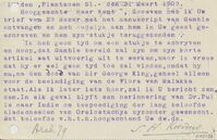 Correspondentie\C05132-b.jpg; C05132; Briefkaart van Koorders aan Went, 31 maart 1909; BriefkaartPostcard